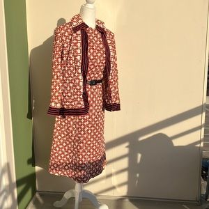 Vintage 70s Lane Bryant Navy and Orange Geometric Print Three Piece Set